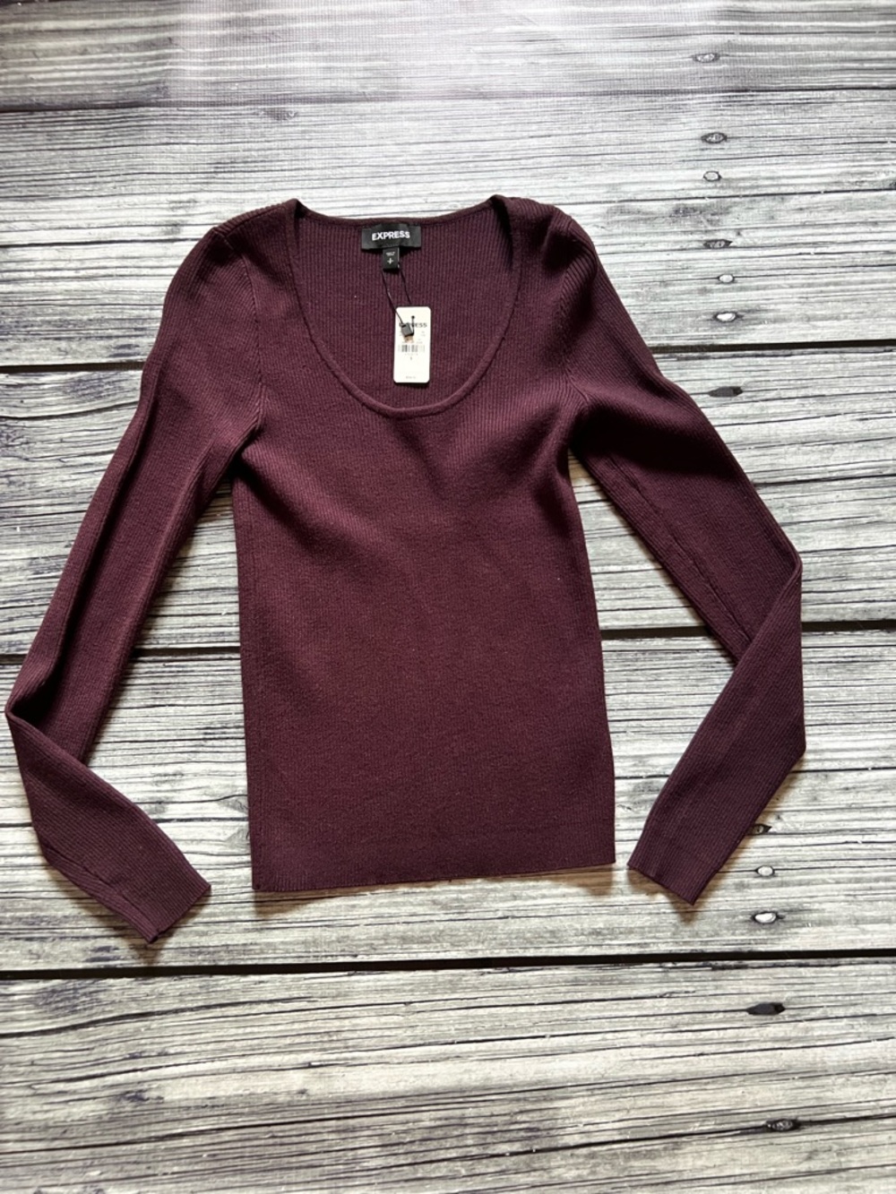 Express Women's V-Neck Ribbed Sweater - Plum